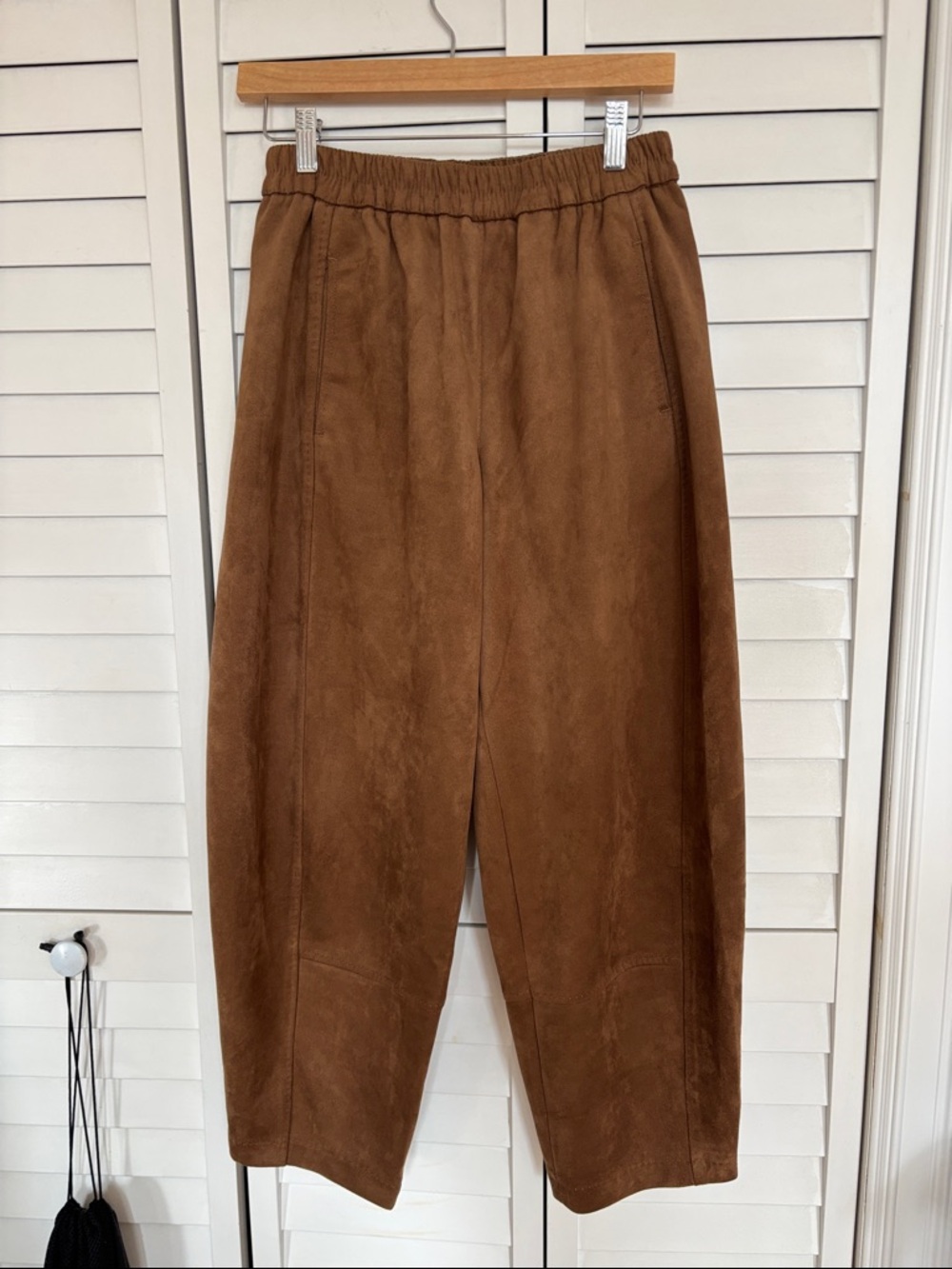 Faux Suede Barrel Pants